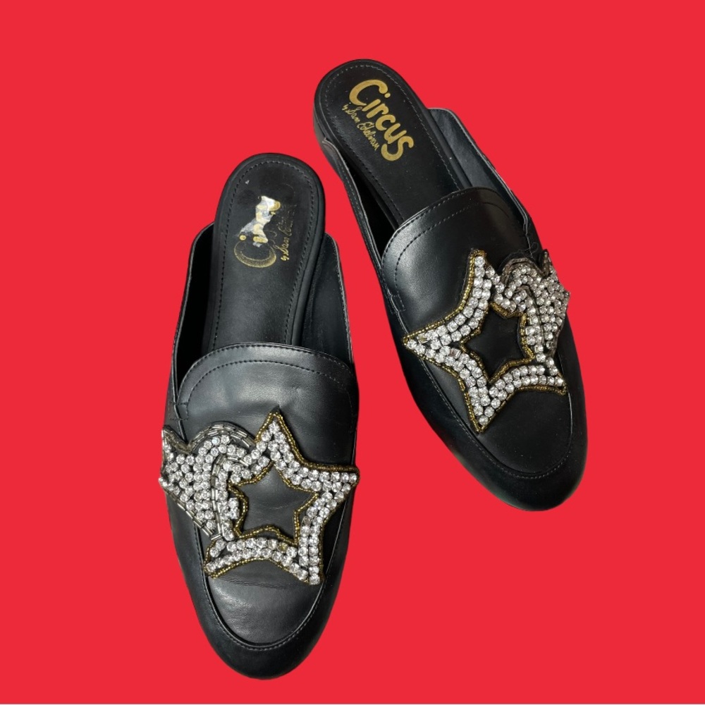 Sam Edelman star slide ons black star Pelham mules 6.5